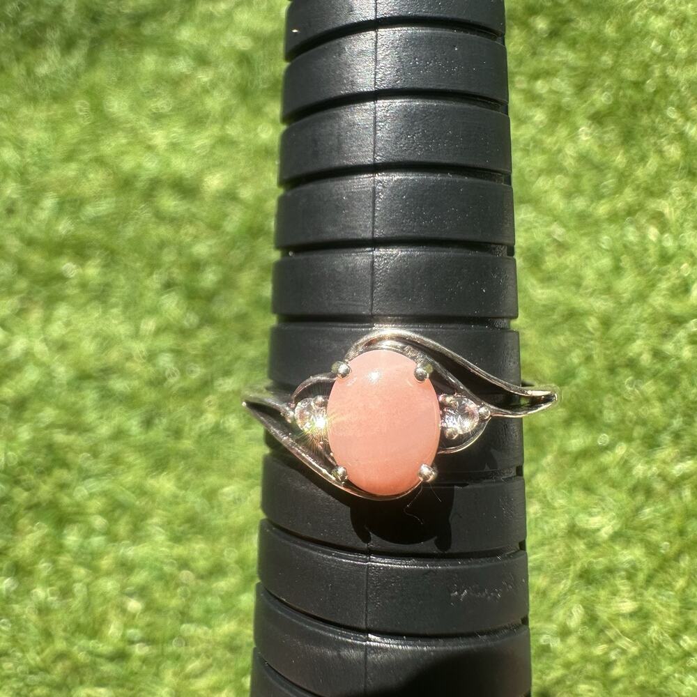 DJOY Signed 925 Sterling Silver Coral‎ Ring Size 9